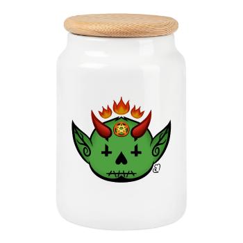 Rag Demon! - Cookie Jar with Wooden Lid - white - Front