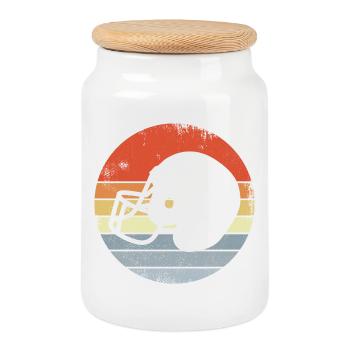 Vintage Football Helmet - Cookie Jar with Wooden Lid - white - Front