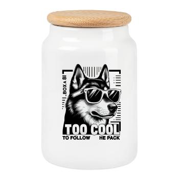 Trop cool lunettes de soleil husky - Boîte à biscuits avec couvercle en bois - blanc - Devant
