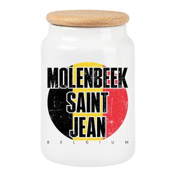 Bold Block Typography with Red Circle - Cookie Jar with Wooden Lid - white - Front