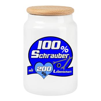 Auto Tuning Schrauber Kult Shirt Leidenschaft (25) - Keksdose mit Holzdeckel - Weiß - Vorne
