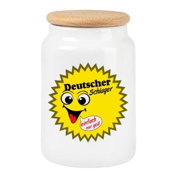 Schlager Party , Schlager Musik , Schlager Sonne - Cookie Jar with Wooden Lid - white - Front