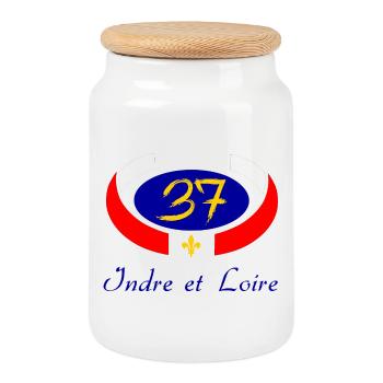 Indre et loire - Cookie Jar with Wooden Lid - white - Front