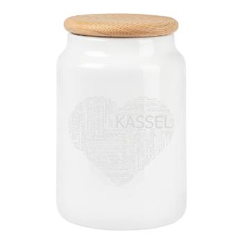 motiv_kassel_herz1 - Cookie Jar with Wooden Lid - white - Front