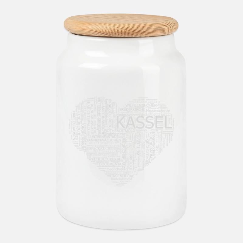 motiv_kassel_herz1 - Keksdose mit Holzdeckel - Weiß