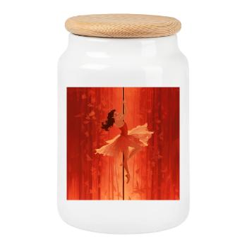 A princess at the pole - Cookie Jar with Wooden Lid - white - Front