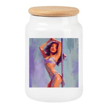 Poledancer feelin' herself - Cookie Jar with Wooden Lid - white - Front