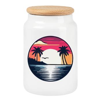 Summer - Cookie Jar with Wooden Lid - white - Front