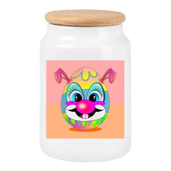 EASTER EGGS CLOWN EASTER BUNNY - Cookie Jar with Wooden Lid - white - Front