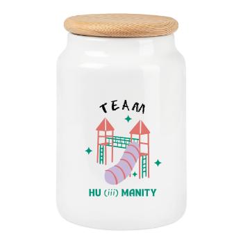 Humanité | Équipe Hu(iii)manity - Boîte à biscuits avec couvercle en bois - blanc - Devant