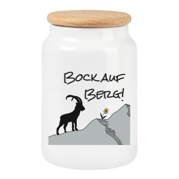Envie de la montagne ! Pour les randonneurs et les amoureux de la nature... - Boîte à biscuits avec couvercle en bois - blanc - Devant