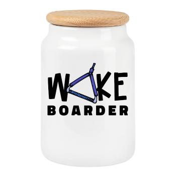 Wakeboard Statement Wasserski Welle Kitesurfer - Keksdose mit Holzdeckel - Weiß - Vorne