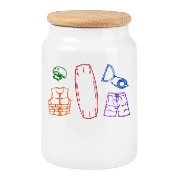 Surf, wakeboard, planche de surf, ski nautique, sports nautiques - Boîte à biscuits avec couvercle en bois - blanc - Devant
