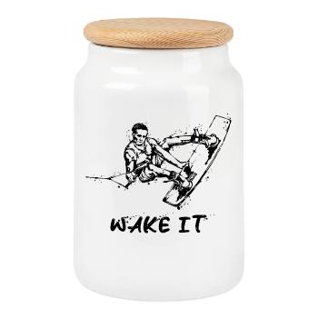 Wellenreiten Statement Wakeboard Wassersport Welle - Keksdose mit Holzdeckel - Weiß - Vorne