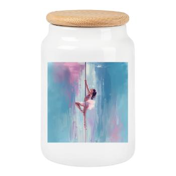 Pole Ballerina - Cookie Jar with Wooden Lid - white - Front