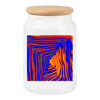Tunnel BLU et Orange - Boîte à biscuits avec couvercle en bois - blanc - Devant