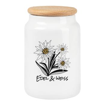 Edelweiß ist edel & weiß - Bergblume in Perfektion - Keksdose mit Holzdeckel - Weiß - Vorne