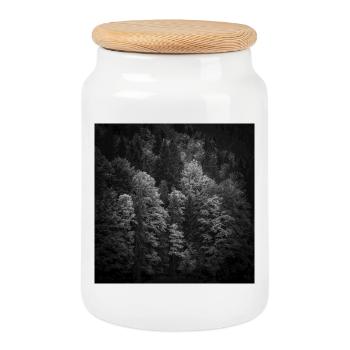 Bäume Herbst Bayern Eibsee Zugspitze Poster - Keksdose mit Holzdeckel - Weiß - Vorne