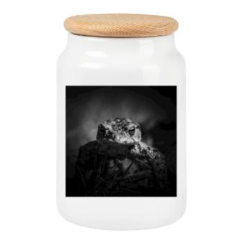 Frosch Amphibien Wirbeltiere Nahaufnahme Poster - Keksdose mit Holzdeckel - Weiß - Vorne