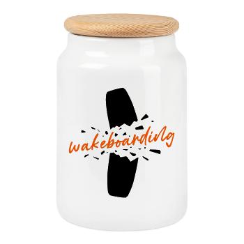 Wellenreiten Surfen Kitesurfer Spruch Wakeboard - Keksdose mit Holzdeckel - Weiß - Vorne