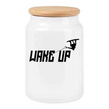 Kitesurfer Statement Stunt Wakeboard Surfing - Cookie Jar with Wooden Lid - white - Front