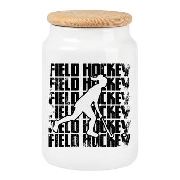 Hockey - Boîte à biscuits avec couvercle en bois - blanc - Devant