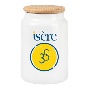 Isère - Cookie Jar with Wooden Lid - white - Front