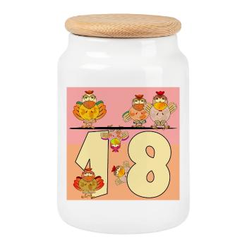 Eighteen-Year-Old Chickens - 18th Birthday - Cookie Jar with Wooden Lid - white - Front