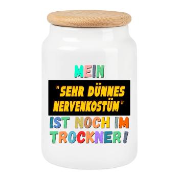 LUSTIGE KARNEVALSSPRÜCHE NERVENKOSTÜM - Keksdose mit Holzdeckel - Weiß - Vorne
