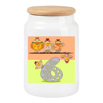 6th Birthday - Six-Year-Old - Chicken Coop - Cookie Jar with Wooden Lid - white - Front