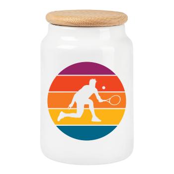 Tennis - Keksdose mit Holzdeckel - Weiß - Vorne