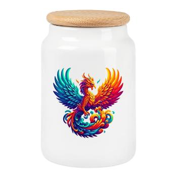 Hyper Flames of Majestic Phoenix - Cookie Jar with Wooden Lid - white - Front