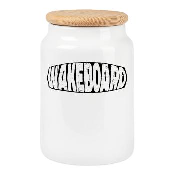 Wakeboard Saying Water Sports Wakesurfing Surfing - Cookie Jar with Wooden Lid - white - Front