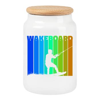 Wakeboard Saying Kitesurfer Surfing Water Sports - Cookie Jar with Wooden Lid - white - Front