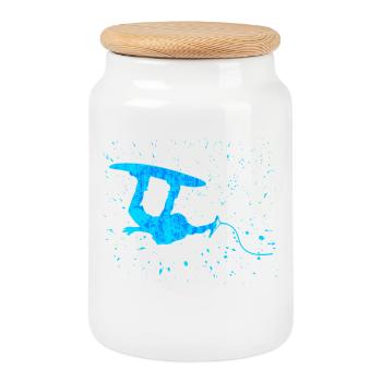 Water Sports, Stunt, Kitesurfer, Surfing, Surfing - Cookie Jar with Wooden Lid - white - Front