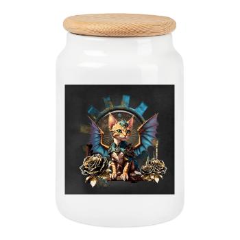 Merveilleux chat steampunk fantastique. - Boîte à biscuits avec couvercle en bois - blanc - Devant