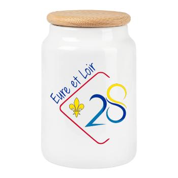 Eure et loir - Boîte à biscuits avec couvercle en bois - blanc - Devant