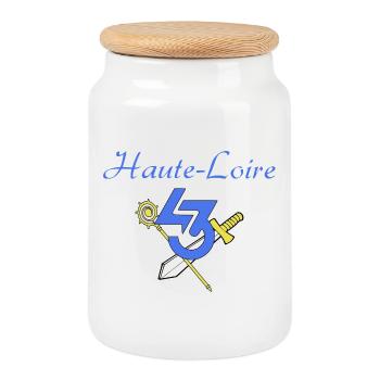Haute-Loire - Boîte à biscuits avec couvercle en bois - blanc - Devant