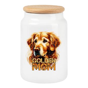 Golden Retriever Golden Mom Hund Geschenk - Keksdose mit Holzdeckel - Weiß - Vorne