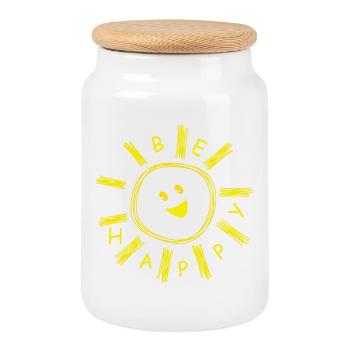 SOIS HEUREUX SOLEIL JOYEUX - Boîte à biscuits avec couvercle en bois - blanc - Devant
