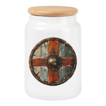 Viking Shield - Cookie Jar with Wooden Lid - white - Front