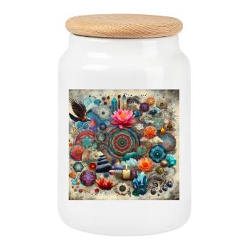 Zen Ornament - Cookie Jar with Wooden Lid - white - Front