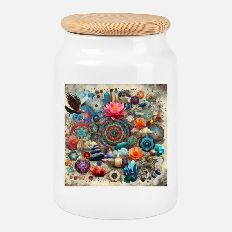 Zen-Ornament - Keksdose mit Holzdeckel - Weiß