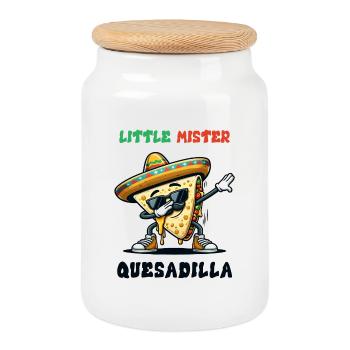 Little Mister Quesadilla Food Dabbing Mexico - Cookie Jar with Wooden Lid - white - Front