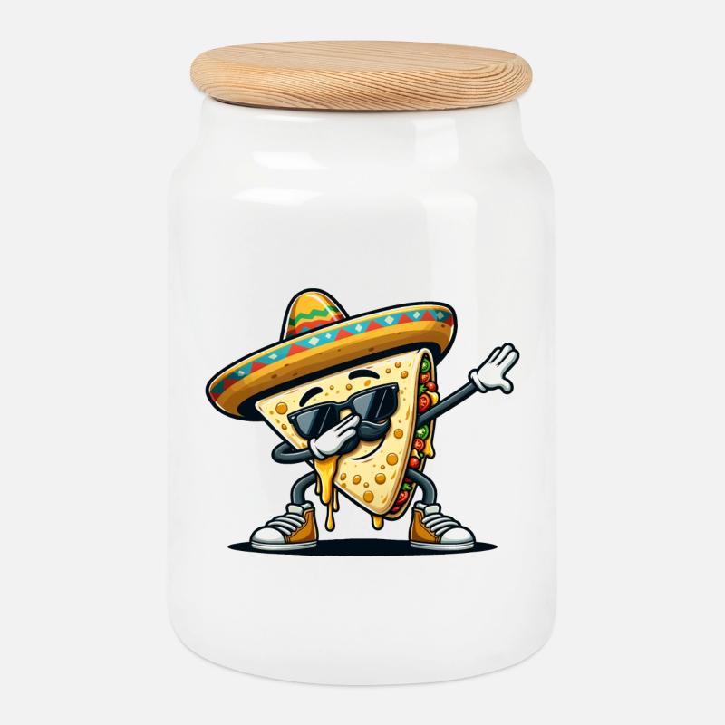 Quesadillas Essen Dabbing Mexiko - Keksdose mit Holzdeckel - Weiß