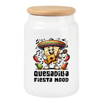 Quesadillas Fiesta Mood Mexico - Cookie Jar with Wooden Lid - white - Front