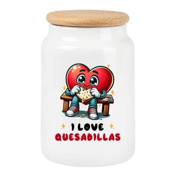 I Love Quesadillas Mexico - Cookie Jar with Wooden Lid - white - Front