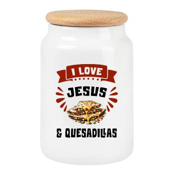 Ich liebe Jesus und Quesadillas Mexiko - Keksdose mit Holzdeckel - Weiß - Vorne