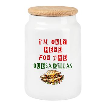 I'm Only Here For The Quesadillas Mexico - Cookie Jar with Wooden Lid - white - Front