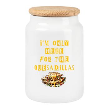 I'm Only Here For The Quesadillas Mexico - Cookie Jar with Wooden Lid - white - Front